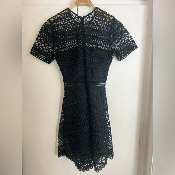 karina grimaldi crochet dress Karina Grimaldi Vincent Crochet Mini Dress in Black XS